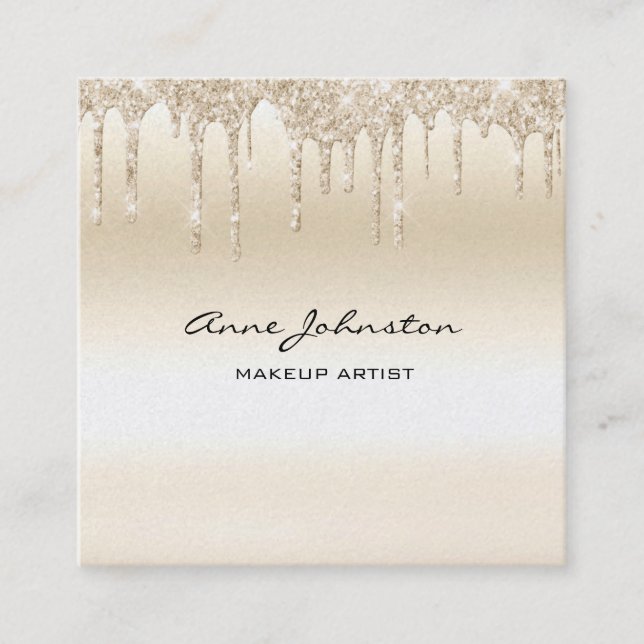 Makeup Artist Champagne Glitzer und Sparkle Quadratische Visitenkarte (Vorderseite)