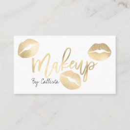 Makeup Artist Chic Gold Lips Typografie Moderne Visitenkarte