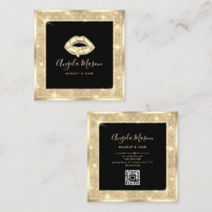 Makeup Artist Chic Salon QR Code Black Gold einzig Quadratische Visitenkarte