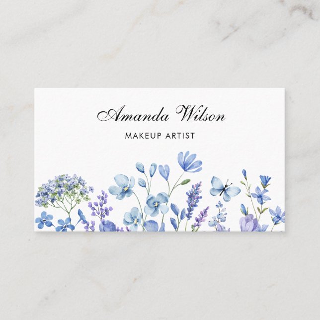 Makeup artist chic Watercolor Floral Business Card Visitenkarte (Vorderseite)