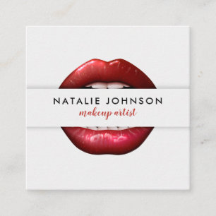 Makeup artist cool 3D red lips moderne graue Beaut Quadratische Visitenkarte