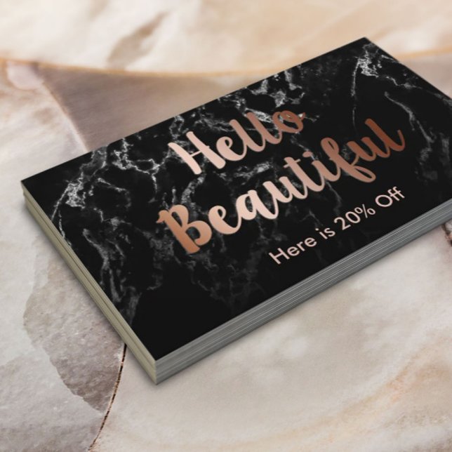Makeup Artist Copper Typografy Marble Referenz Empfehlungskarte (Von Creator hochgeladen)