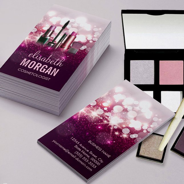 Makeup Artist Cosmetican - Pink Beauty Glitzer Visitenkarte (Von Creator hochgeladen)