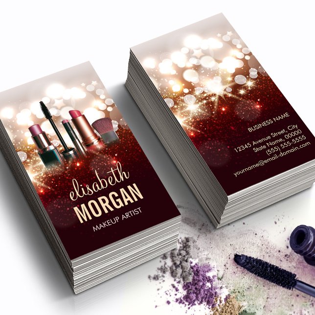 Makeup Artist Cosmetologist Shiny Glitter Sparkle Visitenkarte (Von Creator hochgeladen)