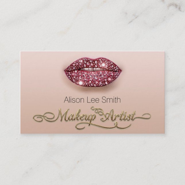 Makeup Artist/Diamonds Sparkle Lips Visitenkarte (Vorderseite)