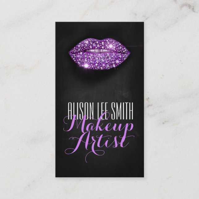 Makeup Artist/Diamonds Sparkle Lips Visitenkarte (Vorderseite)
