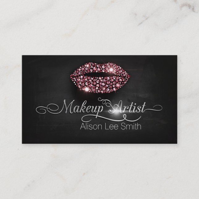 Makeup Artist/Diamonds Sparkle Lips Visitenkarte (Vorderseite)