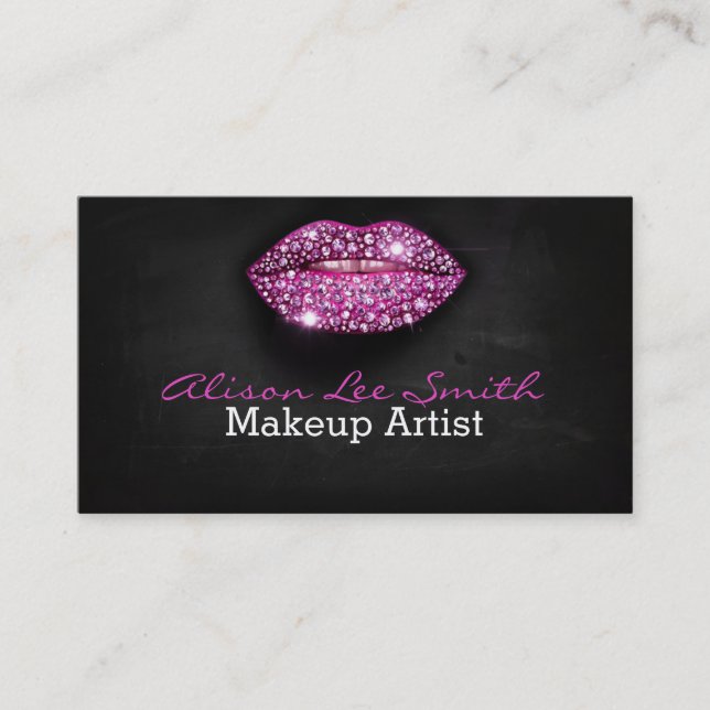 Makeup Artist/Diamonds Sparkle Lips Visitenkarte (Vorderseite)