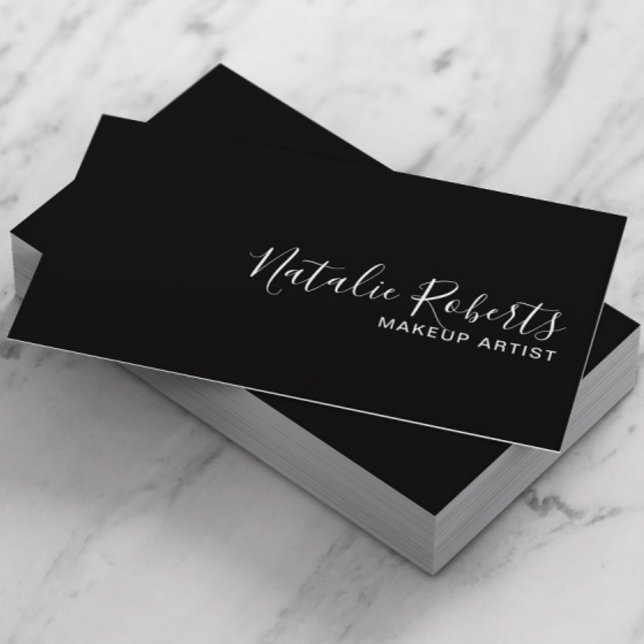 Makeup Artist Einfaches QR-Code Schlicht schwarz Visitenkarte (Von Creator hochgeladen)