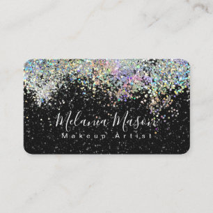 Makeup Artist Elegant Holography Glitzer Schwarz Visitenkarte