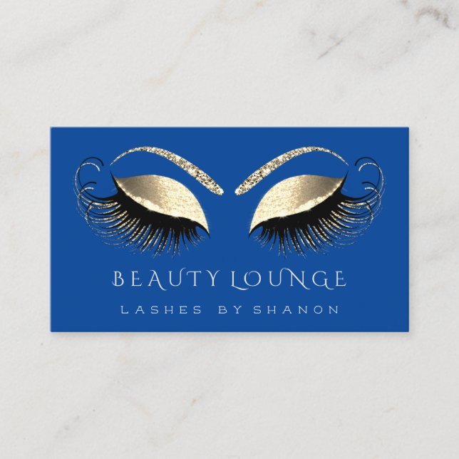 Makeup Artist Event Lashes Gold Royal Blue Eyes Terminkarte (Vorderseite)