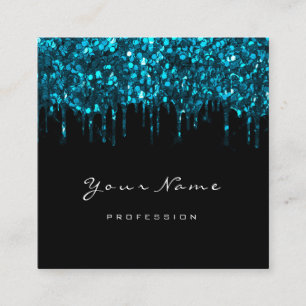 Makeup Artist Event Plane Glitzer Schwarz Blau Quadratische Visitenkarte