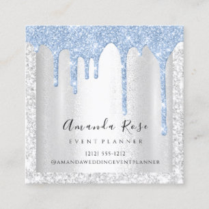 Makeup Artist Event Plane Silver Grau Tropfen Blau Terminkarte
