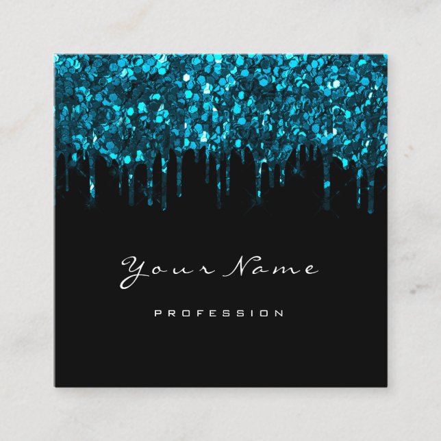 Makeup Artist Event Planner Glitzer Black Blue Quadratische Visitenkarte (Vorderseite)