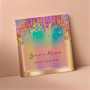 Makeup Artist Event Planner Glitzer Holograph Quadratische Visitenkarte