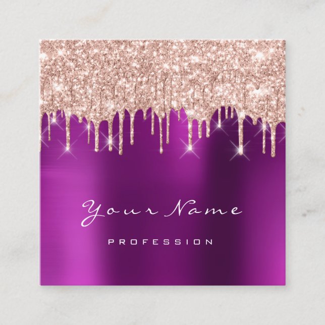 Makeup Artist Event Planner Glitzer Park Pink Quadratische Visitenkarte (Vorderseite)