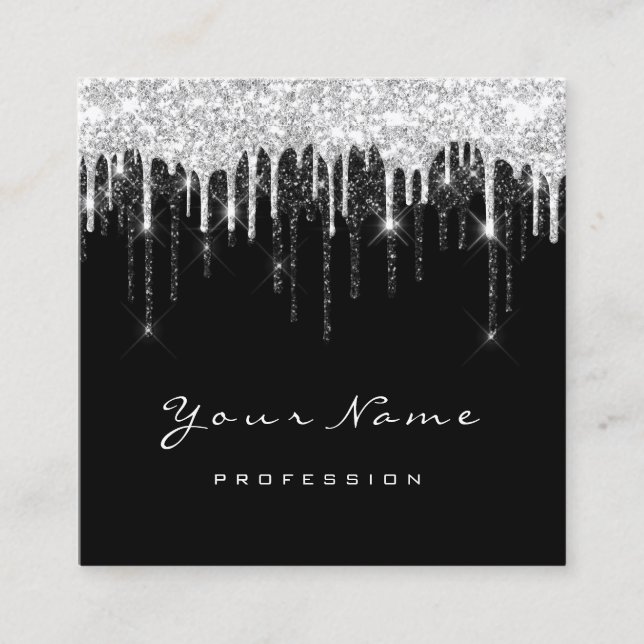 Makeup Artist Event Planner Grau Schwarze Tropfen Quadratische Visitenkarte (Vorderseite)