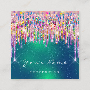 Makeup Artist Event Planner Holograph GreeneryDrip Quadratische Visitenkarte