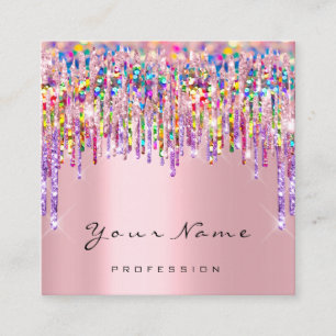 Makeup Artist Event Planner Holograph Nail Rainbow Quadratische Visitenkarte