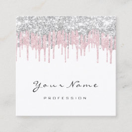 Makeup Artist Eventplaner Weißrosa Tropfen Quadratische Visitenkarte