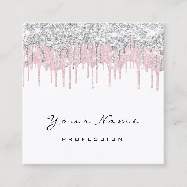 Makeup Artist Eventplaner Weißrosa Tropfen Quadratische Visitenkarte (Vorderseite)