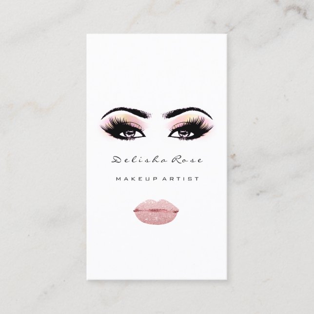 Makeup Artist Eye Lashes Glitzer Eyebrow Lips VIP Visitenkarte (Vorderseite)