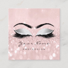 Makeup Artist Eyebrow Eye Lash Glitzer Pink Grau Quadratische Visitenkarte