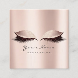 Makeup Artist Eyebrow Eye Lash Glitzer Pink Rose Quadratische Visitenkarte