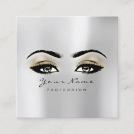 Makeup Artist Eyebrow Eye Lash Gray Gold Square Quadratische Visitenkarte