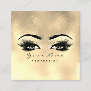 Makeup Artist Eyebrow Eye Lashes Glass Gold Square Quadratische Visitenkarte
