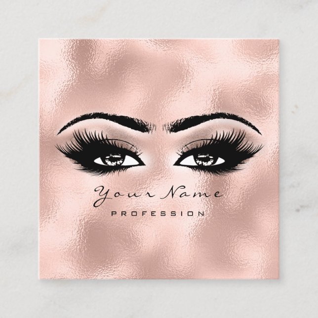 Makeup Artist Eyebrow Eye Lashes Rose Glass Square Quadratische Visitenkarte (Vorderseite)