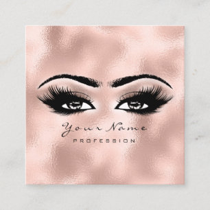 Makeup Artist Eyebrow Eye Lashes Rose Gold Square Quadratische Visitenkarte