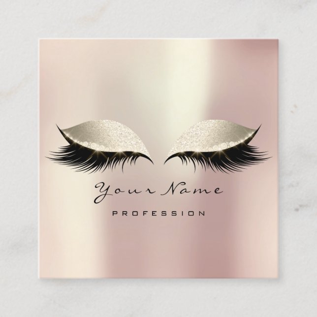 Makeup Artist Eyebrow Eye Lashes Rose Ivory Square Quadratische Visitenkarte (Vorderseite)
