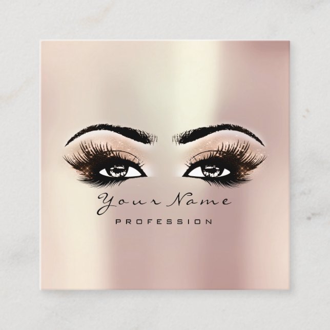 Makeup Artist Eyebrow Eye Lashes Rose Pink Square Quadratische Visitenkarte (Vorderseite)