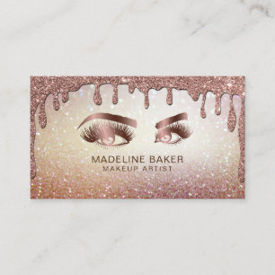 Makeup Artist Eyebrow Eyes Lashes Gold Visitenkarte