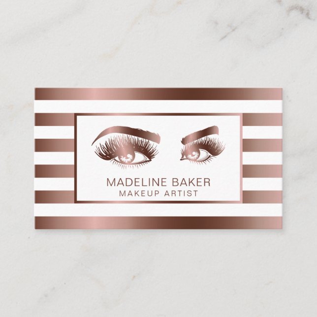 Makeup Artist Eyebrow Eyes Lashes Rose Gold Visitenkarte (Vorderseite)