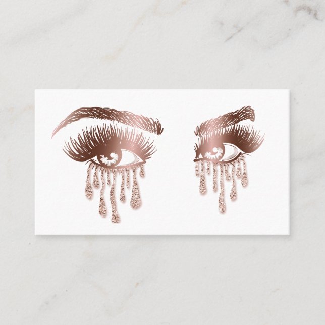 Makeup Artist Eyebrow Eyes Lashes Rose Gold Visitenkarte (Vorderseite)