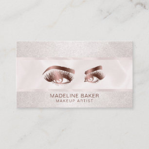 Makeup Artist Eyebrow Eyes Lashes Rose Gold Visitenkarte