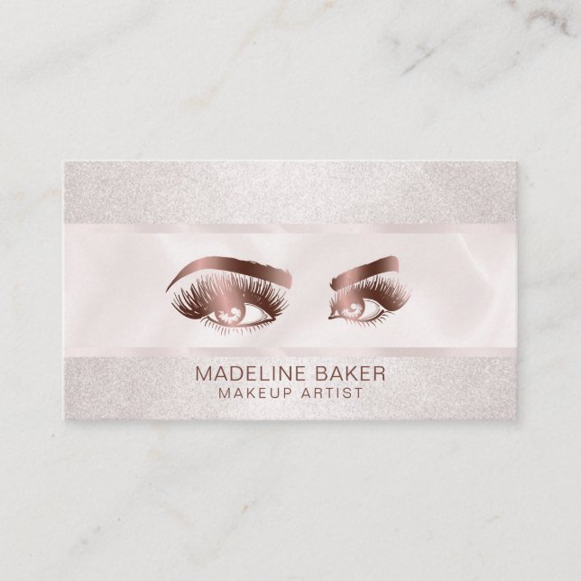 Makeup Artist Eyebrow Eyes Lashes Rose Gold Visitenkarte (Vorderseite)