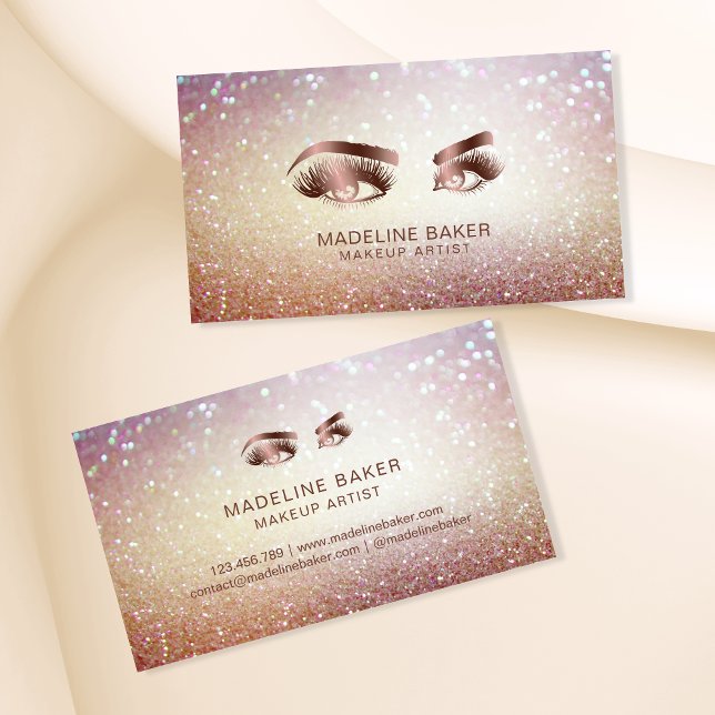Makeup Artist Eyebrow Eyes Lashes Rose Gold Visitenkarte (Von Creator hochgeladen)