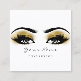 Makeup Artist Eyebrow Gold Lashes White Square Quadratische Visitenkarte