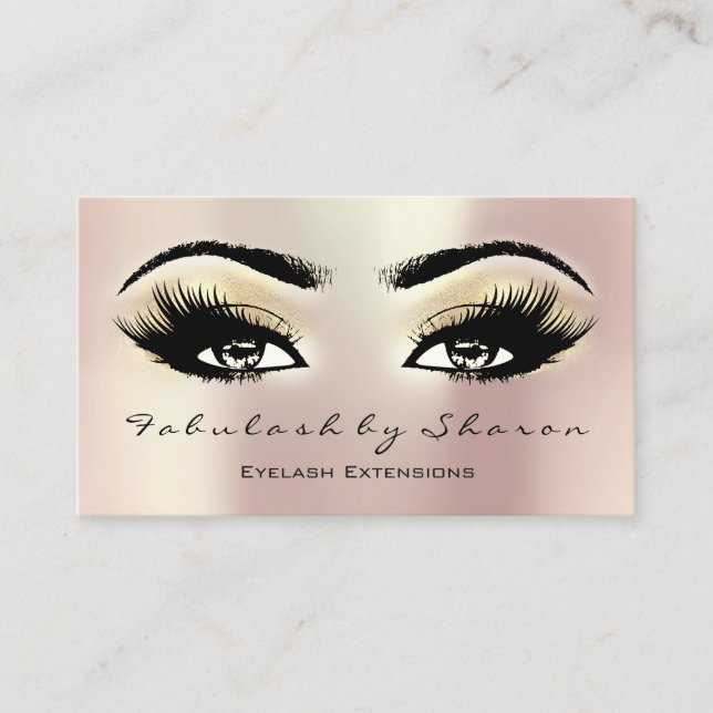 Makeup Artist Eyebrow Lash Extension Gold Champaio Visitenkarte (Vorderseite)