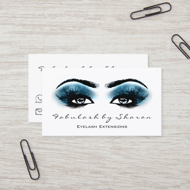 Makeup Artist Eyebrow Lashes Blue Marine Visitenkarte (Vorderseite/Rückseite Beispiel)