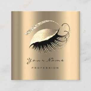 Makeup Artist Eyebrow Lashes Sepia Gold Square Quadratische Visitenkarte