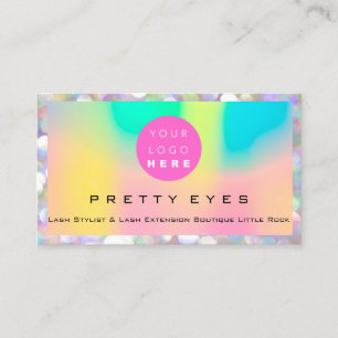Makeup Artist Eyebrows Lash Bokeh Holograph Logo Visitenkarte