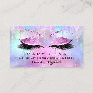 Makeup Artist Eyebrows Lash Holographic PInk Visitenkarte