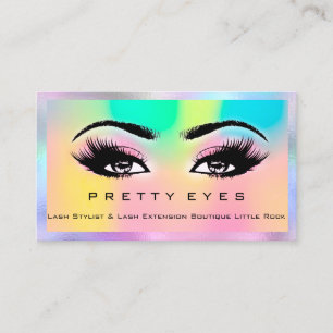 Makeup Artist Eyebrows Lash Pink Holograph Rainbow Visitenkarte