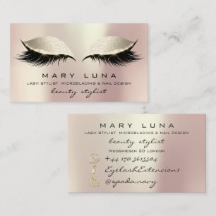 Makeup Artist Eyebrows Lashes Ivory Rose Gold Visitenkarte