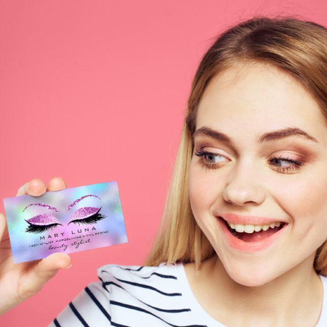 Makeup Artist Eyebrows Lashes Ombre Pink Glitzer Visitenkarte (Makeup Artist Eyebrows Lashes Ombre Pink Glitter Business Card)