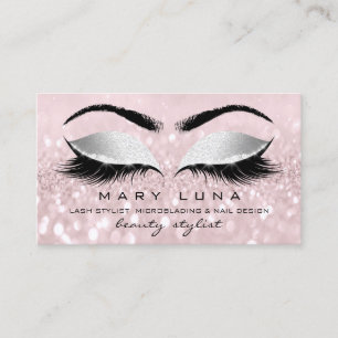 Makeup Artist Eyebrows Lashes Pink Gray Social Visitenkarte